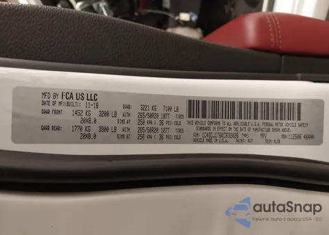 2019 Dodge Durango R/T Awd z USA, uszkodzony, nr VIN 1C4SDJCT6KC632026